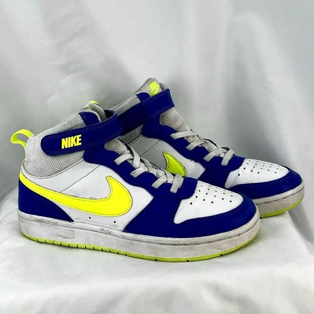 Nike Court Borough Mid 2 Kids Sneakers Blue Volt White Size 3Y HJ9243-488